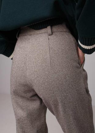 Шерстяные брюки под пояс, тёплые брюки, штаны на зиму, трендовые расцветки, приятные и мягкие на ощупь, брюки из шерсти, прямые брюки5 фото