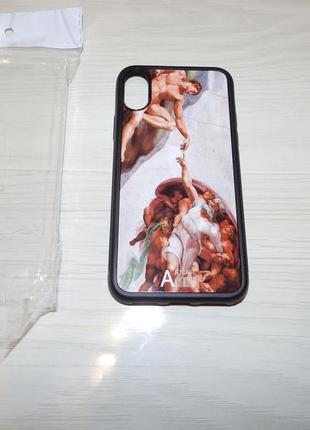 Чехол tpu+glass iphone x/xs art case фреска микеланджело
