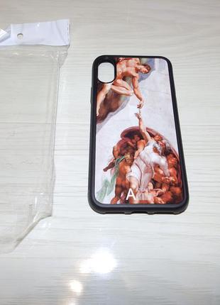 Чохол tpu+glass iphone x/xs art case фреска мікеланджело2 фото