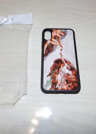 Чохол tpu+glass iphone x/xs art case фреска мікеланджело3 фото