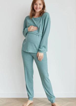 Домашні м'які спортивні штани для вагітних колір тіфані (домашние мягкие брюки для беременных)