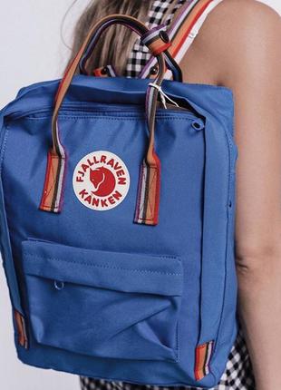 Канкен рюкзак синій з цвітними ручками