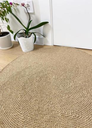 Плетений килимок, килимок з джуту, круглий килимок1 фото