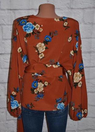 Шикарная блуза на запах ,цветочный принт8 фото