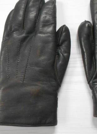 Зимние кожаные перчатки на цигейке7 фото