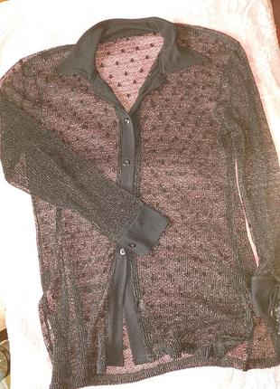 Трикотажная блуза сетка в горох  54-56 укр.размер