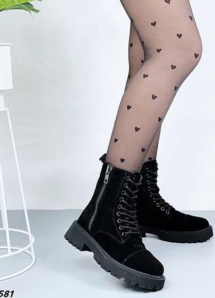 Ботинки замшевые ботиночки на зиму зимняя обувь из замши