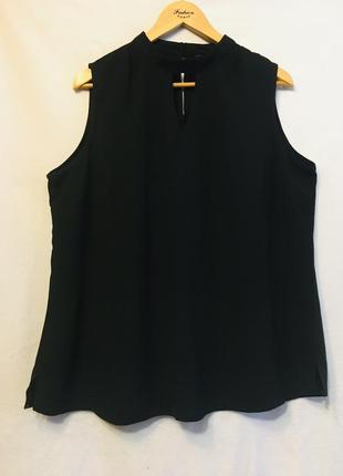 Блузка класична чорна без рукавів , чорна блуза