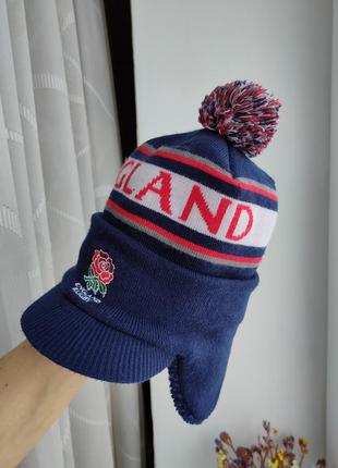 Шапка ушанка england rugby зимняя теплая шапка с козырьком 55-56р.9 фото