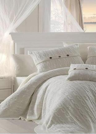 Комплект постільної білизни з плетеним покривалом first choice nirvana excellent vizon