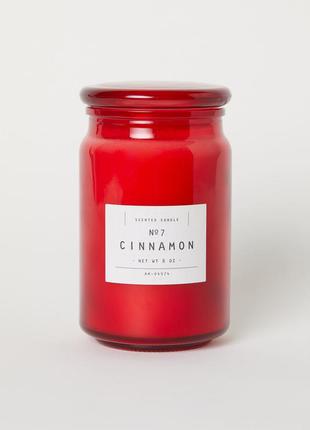 Ароматическая свеча h&m home cinnamon корица новогодняя красная подарочная