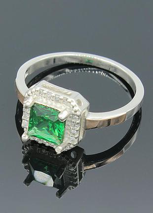 Серебряное кольцо с золотыми вставками магический квадрат зеленый фианит1 фото