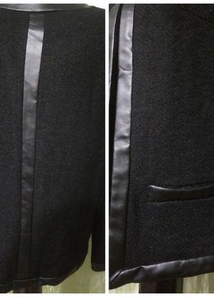 Пиджак,жакет,кофта в стиле шанель/без воротника/вставки эко- кожи/кэжуал/40 размер/ambika4 фото