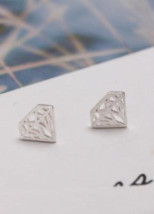 Серьги-гвоздики, серебряное сатинированное покрытие 925 пробы