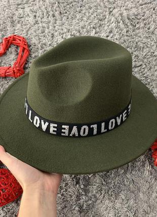 Шляпа федора унисекс с устойчивыми полями зеленая хаки love2 фото