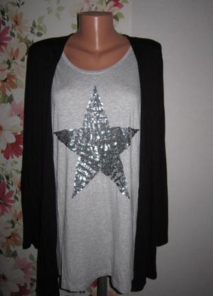 Трикотажная блуза с полами на запах звезда из пайеток canda c&a1 фото