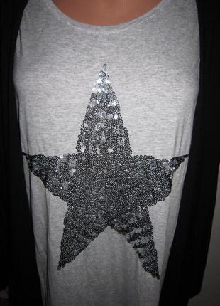 Трикотажна блуза з підлогами на запах зірка з пайеток canda c&a2 фото
