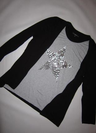 Трикотажная блуза с полами на запах звезда из пайеток canda c&a4 фото