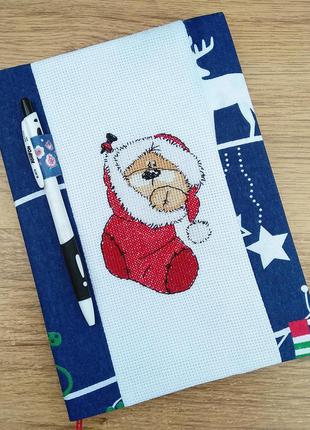Блокнот з вишитим ведмедиком. двостороння обкладинка.