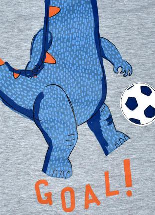 Urban серая футболка с динозавром футболистом. 4-5 лет2 фото