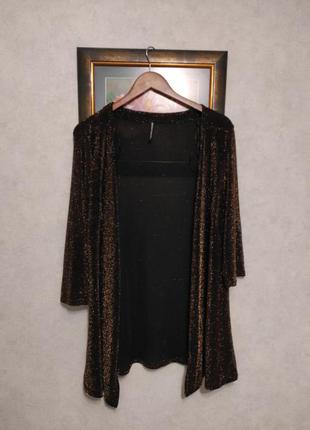 Легкий жакет накидка з золотистим люрексом без застібок