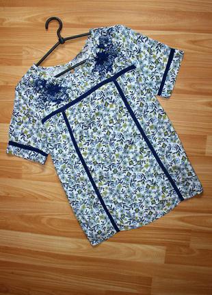 Блуза рубашка в мелкий принт с аппликацией, индия / tu, 12