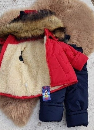 Зимний комбинезон с дино, костюм (полукомбез + курточка)2 фото