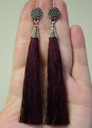 Сережки сережки кисті пензлика марсала з оригінальною швензою