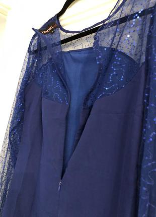 Супер эффектное и элегантное вечернее синее платье на новый год boohoo6 фото