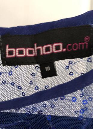 Супер эффектное и элегантное вечернее синее платье на новый год boohoo4 фото