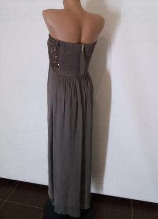 Mint velvet бренд  класса люкс вечернее длинное платье с открытыми плечами кокетка украшена пайетками4 фото