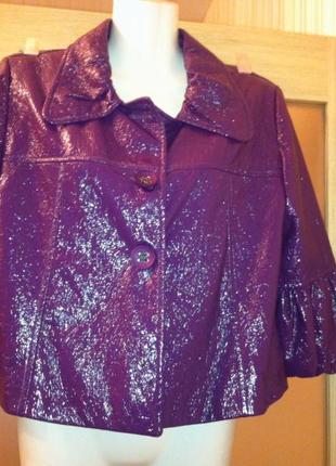 Лакована фіолетова курточка "bonadea" ( туреччина), рукав три чверті.2 фото