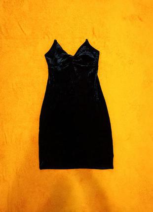 Шикарное велюровое женское платье на вечер вечернее женское платье велюр черное женское платье мини бархатное женское платье на выход1 фото