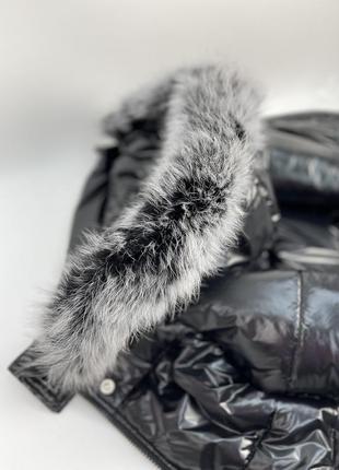 Зимове пальто на флісі до -30 морозу натуральне хутро песця відстібний капюшон5 фото