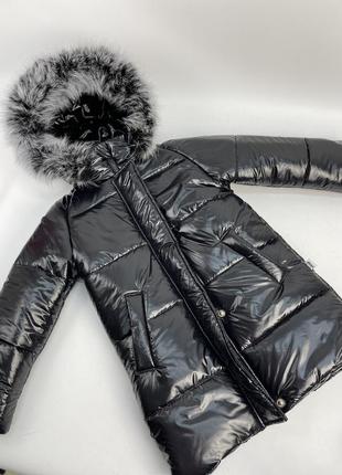 Зимове пальто на флісі до -30 морозу натуральне хутро песця відстібний капюшон1 фото