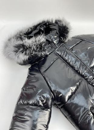 Зимове пальто на флісі до -30 морозу натуральне хутро песця відстібний капюшон10 фото