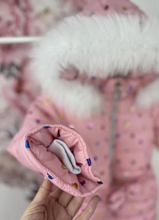 Зимовий комбінезон на флісі, суцільний теплий та зручний з натуральним хутром3 фото