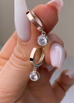 Серебряные серьги с золотой напайкой,925, минимализм