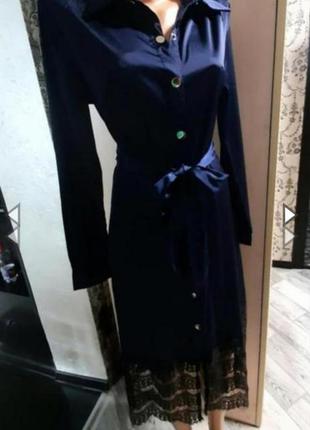 Розпродаж 🔥темно-синє плаття-сорочка міді oasis🔥2 фото