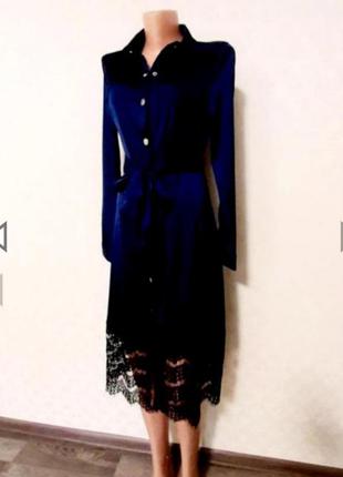 Розпродаж 🔥темно-синє плаття-сорочка міді oasis🔥3 фото
