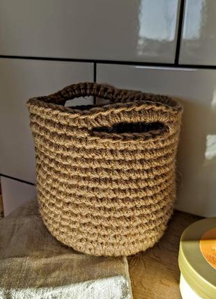 Плетені кругла кошик з ручками. органайзер. кошик з джуту.