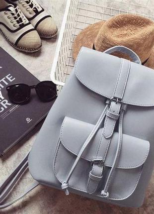 Рюкзак женский стильный модный кожаный молодежный для подростков в стиле графеа серого цвета4 фото