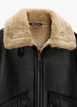 Куртка-дублянка з штучної шкіри zara