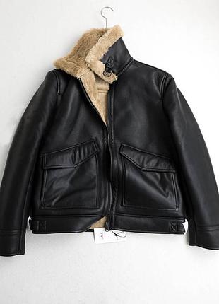 Куртка-дублянка з штучної шкіри zara