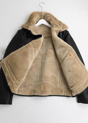 Куртка-дублянка з штучної шкіри zara5 фото