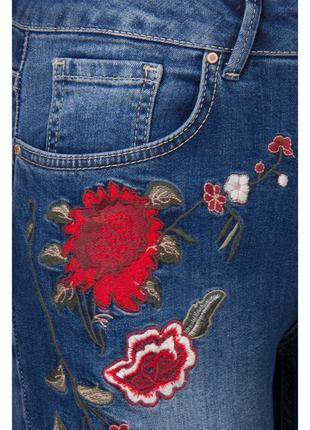 Джинсы/джинсовые штаны из денима с цветочной вышивкой 46 большой размер plus от etam3 фото