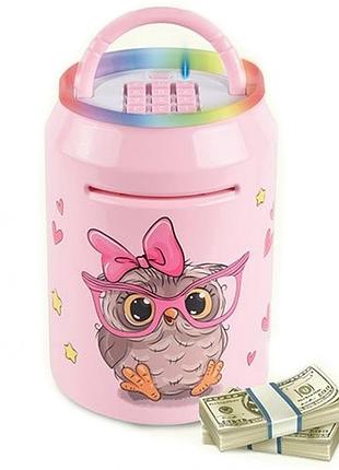 Электронная копилка-сейф f827-11/16 с купюроприемником (сова)