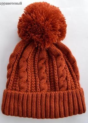 Женская зимняя шапка, шарф и митенки венера-флис 075 терракотовый1 фото