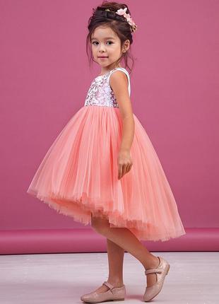Персиковое фатиновое платье для девочки zironka3 фото