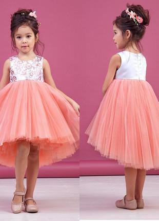 Персиковое фатиновое платье для девочки zironka